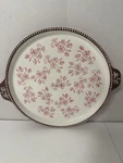 Temptations Red Floral Lace 11 Round Serving Plate/platter W/ Handles. Fixed Price $48.00.