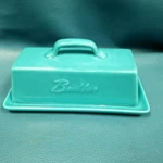 Bruntmor Embossed Lidded Ceramic Butter Dish Turquoise Glaze Top Handle. Fixed Price $16.99.