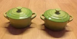 Creuset 8OZ Petite Round Casserole, Of 2 Lime Green Color With Lids. Fixed Price $40.00.