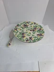 Temptations Cake Stand Plate Pansies Figural Floral Great Condition. Fixed Price $38.00.