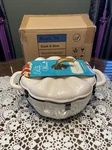 Pioneer Woman Pumpkin Dutch Oven 3.5 Qt Enameled Cast Iron 3.3. Fixed Price $118.00.