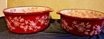 Set Of 2 Temptations Presentable Ovenware Floral Lace Cranberry Handled Bakers. Fixed Price $55.00.