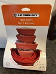 Le Creuset Prep Bowls Silicone Cherry Red Cup 1/2 1/3 1/4 Of. Fixed Price $35.00.