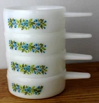Jeannette Glasbake 14OZ. Blueberry Pattern J-2639 Soup Bowl Handle Milk Glass. Fixed Price $29.99.