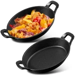 2 Pcs Oval Serving Dish Mini Cast Iron Skillet Baking Pan Matte Black Plate. Fixed Price $48.21.