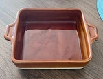Emile Henry France Square Baking Dish Ceramic Casserole Caramel Two Tone 8 X. Fixed Price $30.00.