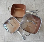 Copper Chef Set 3 2 Lids Stainless Steel Handles Oven Safe Non Stick. Fixed Price $75.00.