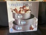 Robinson Design Group 3PC On-stick Springform Pan Set New Box 10" 9.5" & 8.5". Fixed Price $8.00.