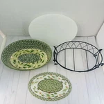 Temptations Old World Green 3 Qt. Oval Baker Cover Trivet Stand Replacement. Fixed Price $39.00.