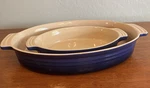 Le Creuset Stoneware Heritage Blue Oval Au Gratin Bakeware Baking Dish Lot Of 2. Fixed Price $103.49.