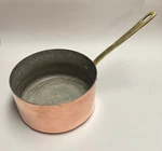 Vintage Dehillerin Sauce Pan, Copper Tin Lined 3 Quart, Brass Handle, Paris. Fixed Price $110.00.