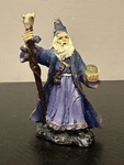 4"H Purple Wizard With Magic Wand Glass Ball Statue Home Decor Unique Gift. Fixed Price $14.00.