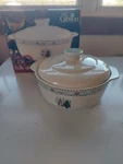 Vtg Gibson Housewares Folk Art Snowman Casserole Dish Lid Nib Ceramic. Fixed Price $19.95.