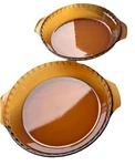 Anchor Hocking Vtg 2 Pie Plates Set Ribbed Crust Handles 10 1.5QT Usa Lot Granny. Fixed Price $18.99.