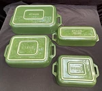4 Williams Sonoma Staub Rectangular Green Baking Dish Set Ceramic Brand New!. Fixed Price $200.00.