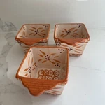Temptations World Orange Set Of 3 Ramekins Mini Bakers Ez Hold Square Bowls. Fixed Price $23.74.