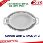 2-PC, Oval Baking Dish Set, White, Comfortable, Handles Easy Maneuvering. Fixed Price $59.99.
