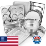 E-far 12-PIECE Stainless Steel Bakeware Sets Metal Baking Pan Include Round. Fixed Price $112.79.