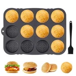 Hamburger Bun Pan 12 Cavity Baking Silicone Loaf Basting Brush Grey. Fixed Price $35.87.