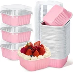 30-PK 5OZ Pink Mini Cake & Dessert Pans W/ Lids, Individual Foil Tins For Party. Fixed Price $23.38.