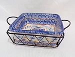 Temptations By Tara Old World Blue Casserole Dish Trivet Cooling Rack Lid 2 Qt. Fixed Price $25.00.