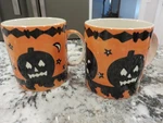 Pfaltzgraff Designer Collection Halloween Jack Lantern Pumpkin 20 Oz Mugs Ex. Fixed Price $34.99.