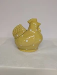Chicken Canister Temptations By Tara Old World Yellow With Lid White Polka Dots. Fixed Price $38.00.