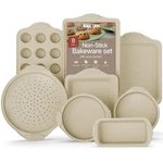 Bakkenmaster Deluxe 8-PIECE Carbon Steel Bakeware Set Nonstick White Marble.... Fixed Price $80.79.