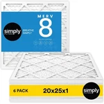 Filter 20X25X1 Merv 8 Pack Home Furnace Hvac White Air Simply Actual Size. Fixed Price $59.99.