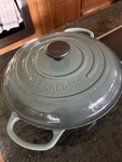 Creuset Signature Cast Iron Enamel Oval Casserole Dish W/ Lid Sea Salt Color. Fixed Price $70.00.