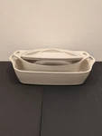 Unilives White Ceramic Casserole Baking Dish W/ Lid & Handles Nib. Fixed Price $10.00.