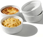 Set Of 4 White Porcelain Ramekins 10 Oz Souffl Dishes, Oven & Microwave Safe. Fixed Price $15.99.