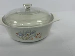 Vintage Pyrex England Casserole W Lid 623C Blue Iris Floral Oval Dish. Fixed Price $30.00.