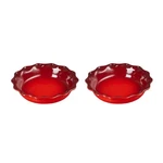 Le Creuset Fluted Pie Dish Of 2 Cerise 9 Heritage Stoneware Scalloped. Fixed Price $129.99.