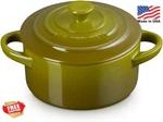 Le Creuset Stoneware Mini Round Cocotte 8 Oz Olive Glazed Oven Safe. Fixed Price $36.99.