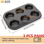 3 Pcs Pack 6 Cups Cake Muffin Pan Non-stick Bakeware Diameter Carbon Steel. Fixed Price $8.50.