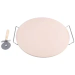 Classic Cuisine 15 In. Pizza Stone With Cutter And Metal Serving Rack. Fixed Price $30.95.