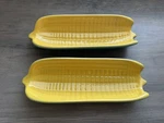 Le Creuset Stoneware Sweet Corn Dish Plate Fennel Dijon Of 2 Cocotte Holder. Fixed Price $45.00.