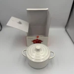 Creuset White Stoneware Mini Round Cocotte 12CM 8OZ Casserole Dish Nib. Fixed Price $30.00.