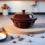 Pampered Chef Stoneware 6 CUP/1.5 Round Cranberry Covered Casserole Baker. Fixed Price $21.00.