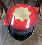 Klee Red Enameled Cast Iron Fondue Set Nib!. Fixed Price $32.00.