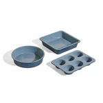 Ceramic Bakeware Set 3 Piece 8 Round Square 6 Cup Muffin Pan Our Place Wonder. Fixed Price $124.99.