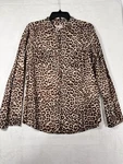 Chicos Size 2 Tops Leopard Print Large Roll Tab Long Sleeve Mandarin Collar. Fixed Price $5.50.