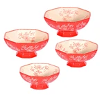 Temp-tations Pedestal Prep/dip BOWLS,OCTAGONAL,S/4 Sizes,floral Lace Red T49372. Fixed Price $22.95.