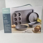 Gibson Home 5-PIECE Nonstick Steel Bakeware Set Muffin Pan New Box Sealed. Fixed Price $11.69.