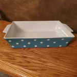 Cooks Tools Square Baking Casserole Dish 12 X9" Teal Polka Dots W/handles. Fixed Price $24.00.