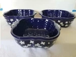 3 Piece Temptations Ovenware Baking Casserole Set Field Of Flowers Cobalt Blue. Fixed Price $75.00.