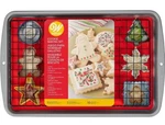 Wilton-cookie Christmas Baking Gift Set 12 Piece Pan, Cooling Rack Sheet Cutters. Fixed Price $22.00.