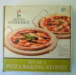 Set Of 2 Grand Gourmet Pizza Baking Stones 9" With Racks New Box. Fixed Price $27.05.
