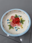 Pioneer Woman Sweet Rose Pattern 9.5" Stoneware Pie Plate Dotted Edge. Fixed Price $39.00.